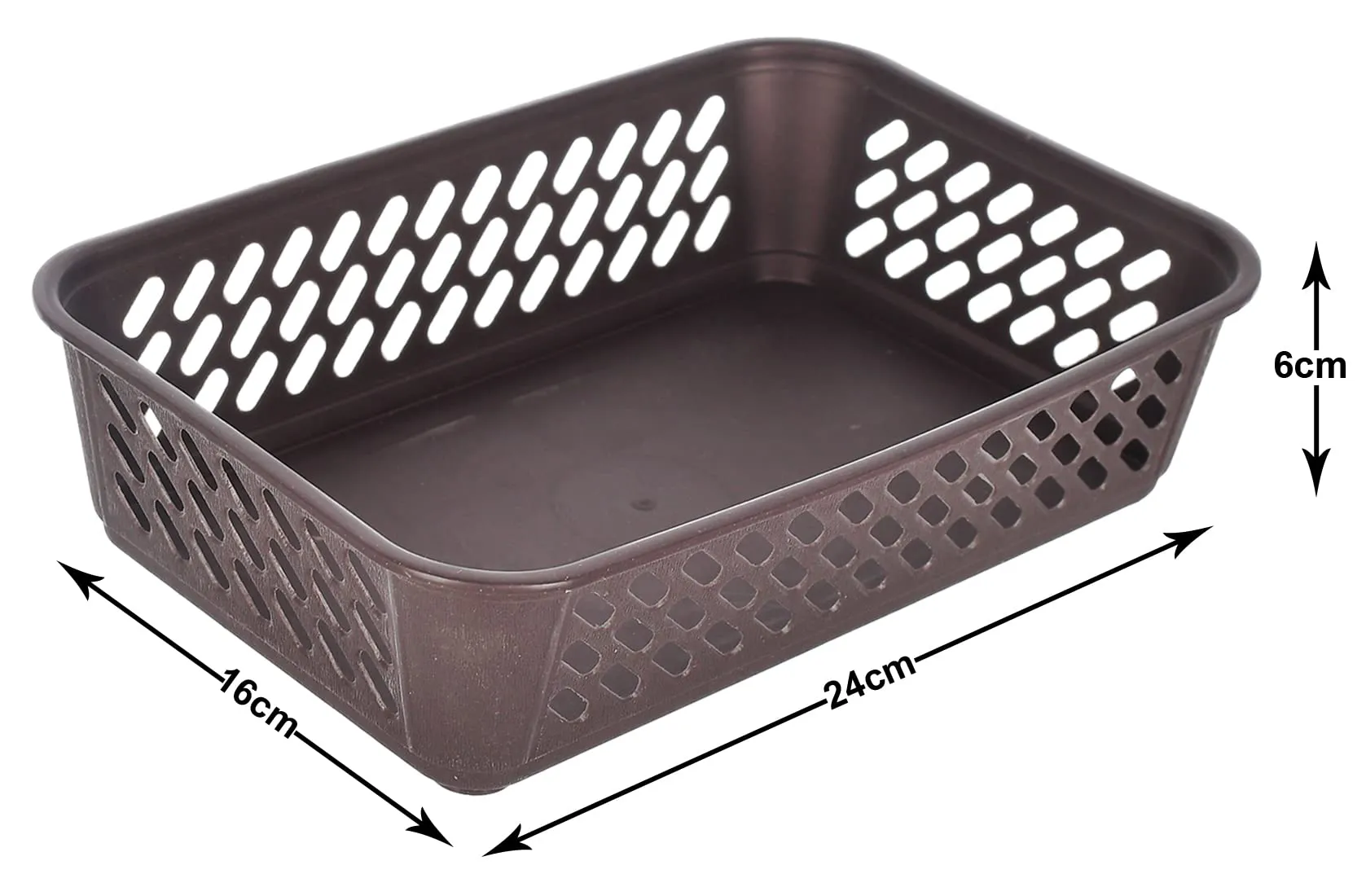 Kuber Industries Multiuses Super Tidy Plastic Tray/Basket/Organizer- Pack of 4 (Brown) -46KM0569