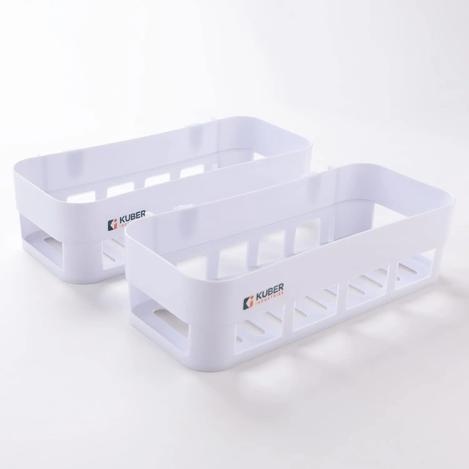 Kuber Industries Pack of 3 Bathroom & Kitchen Organizer PP|Durable & Non-Toxic|Self-Adhesive|Drainage Holes|Multipurpose Set of Storage Racks & Shelves|Set of 2|A50532|White