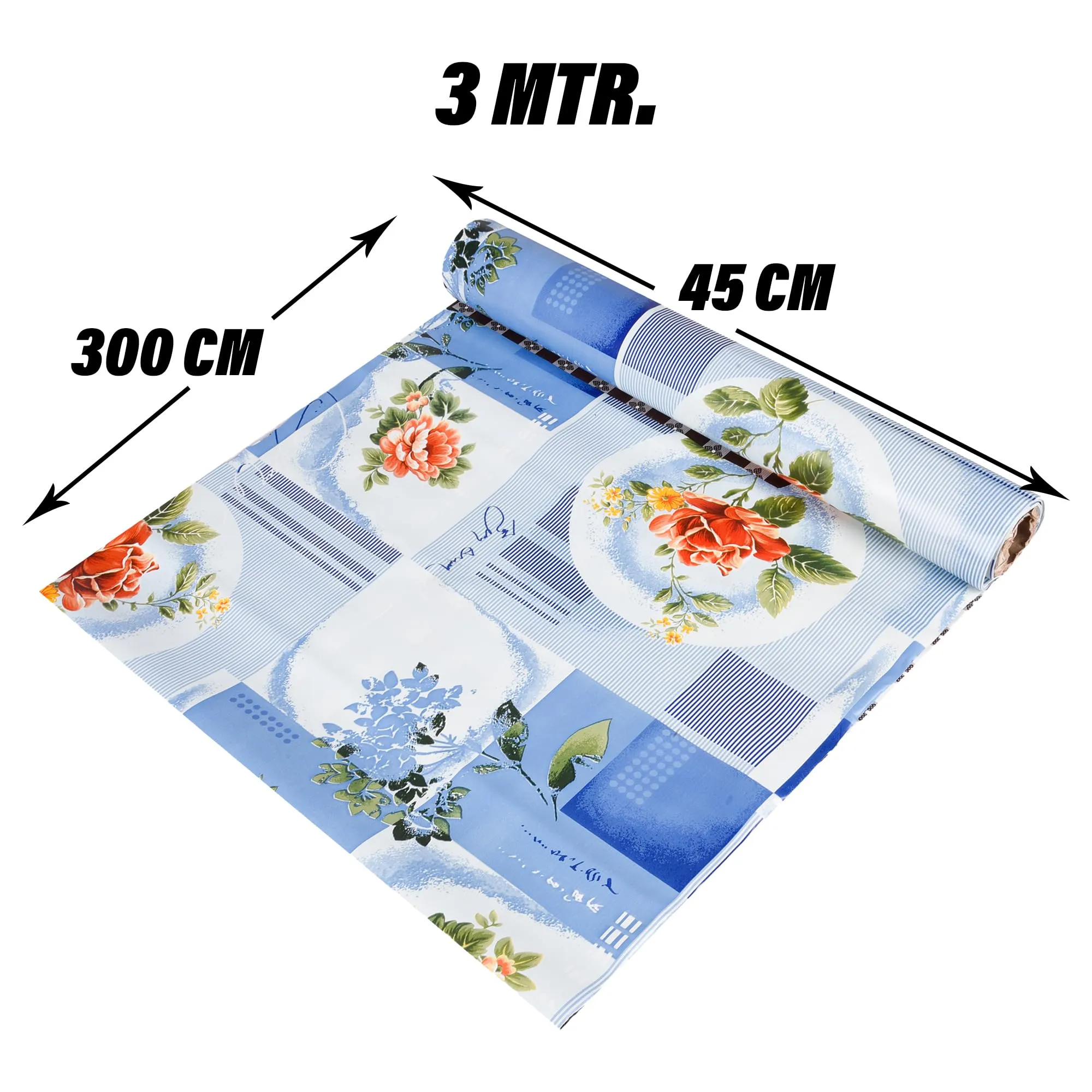 Kuber Industries Shelf Liner | Kitchen Cabinet Shelf Protector | Kitchen Liners for Cabinets and Drawers | Drawer Liner Mat | Flower Check Shelf Liner Roll | Cabinet Mat | 3 MTR | Blue