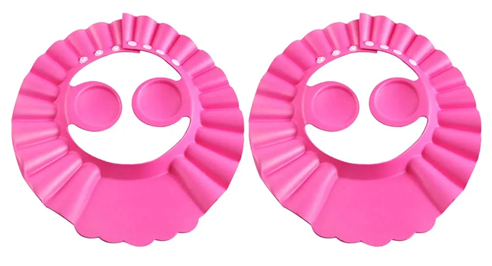 Kuber Industries Soft Adjustable Visor Hat Safe Shampoo Shower Bathing Protection Bath Cap for Toddler, Baby, Kids, Children-Pack of 2 (Pink)-HS_38_KUBMART21349