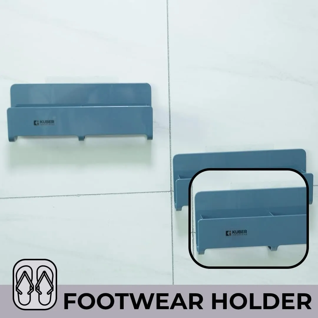 Kuber Industries Wall Mounted Shoe Rack for Home|Super Quality ABS/PVC|Compact & Durable|Self-Adhesive & Easy to Install|Unique Design|Shoe Stand For Bathroom & Bedroom|Set Of 2|1354A|Blue (Pack Of 2)