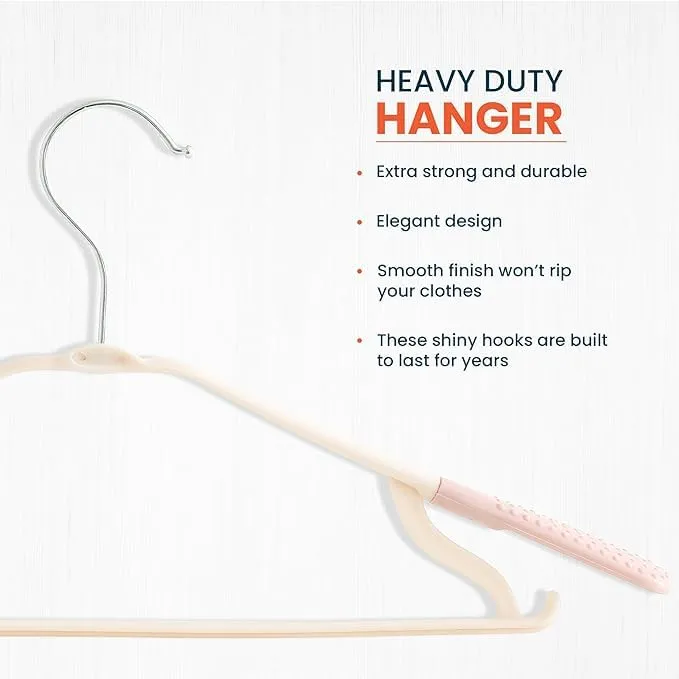 Kuber IndustriesPP Cloth Hanger Set of 10 with Zinc Plated Steel Hook (Pink)