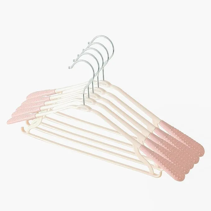 Kuber IndustriesPP Cloth Hanger Set of 10 with Zinc Plated Steel Hook (Pink)