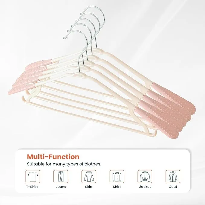 Kuber IndustriesPP Cloth Hanger Set of 10 with Zinc Plated Steel Hook (Pink)