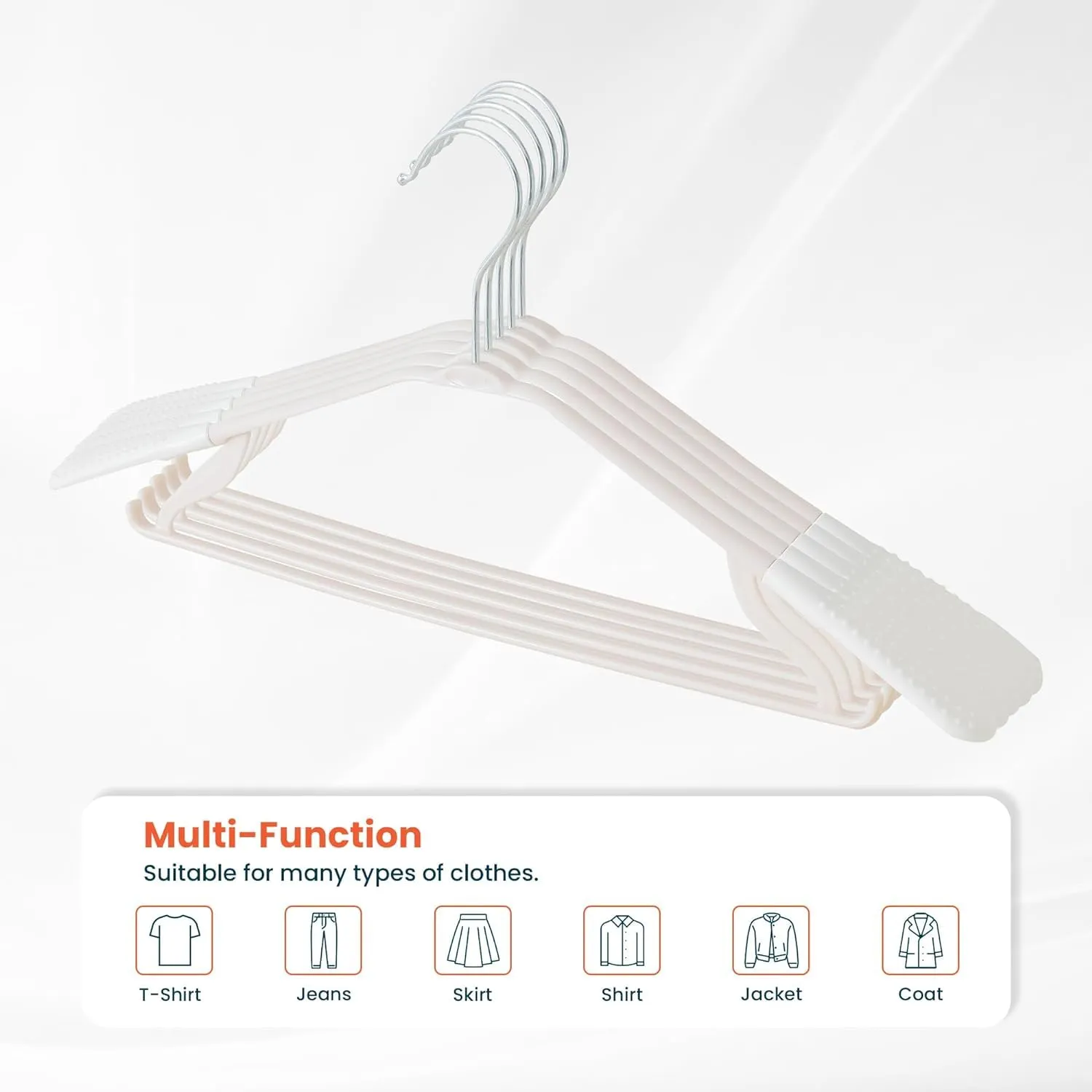 Kuber IndustriesPP Cloth Hanger Set of 15 with Zinc Plated Steel Hook (White)