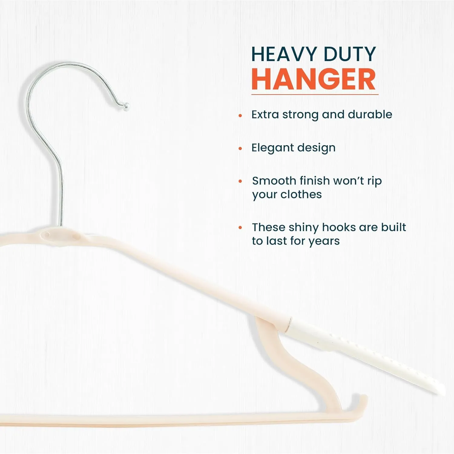 Kuber IndustriesPP Cloth Hanger Set of 15 with Zinc Plated Steel Hook (White)