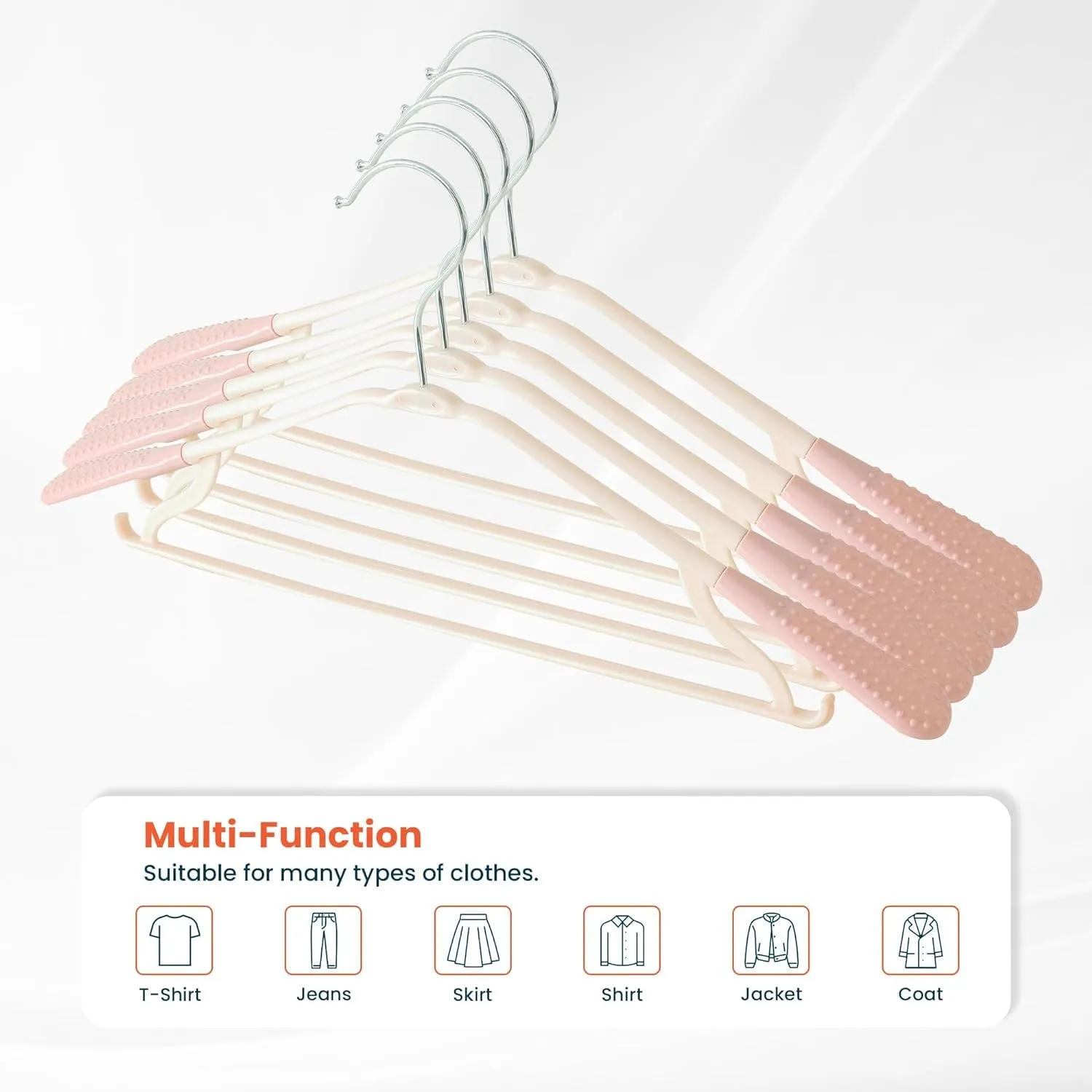 Kuber IndustriesPP Cloth Hanger Set of 20 with Zinc Plated Steel Hook (Pink)