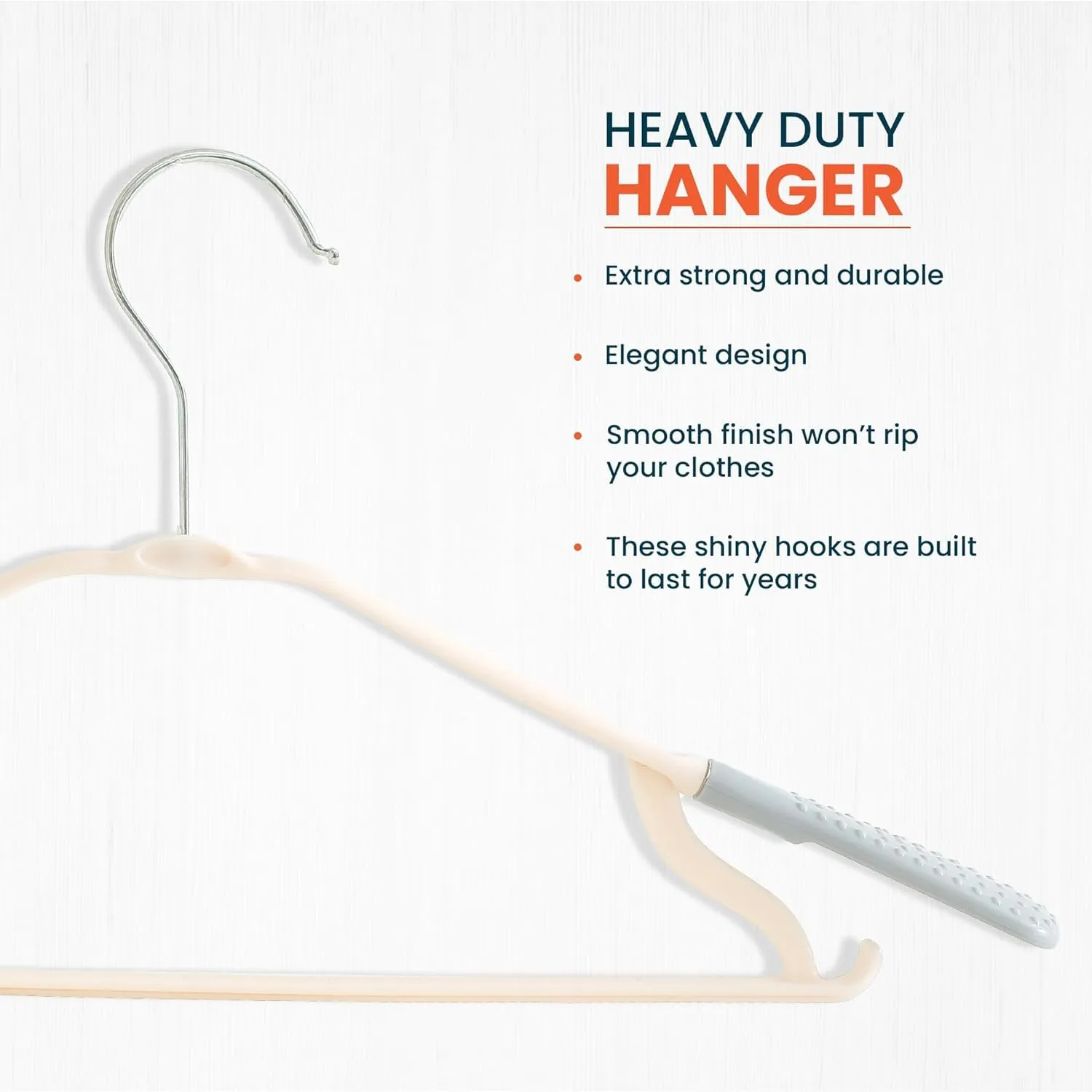 Kuber IndustriesPP Cloth Hanger Set of 30 with Zinc Plated Steel Hook (Grey)