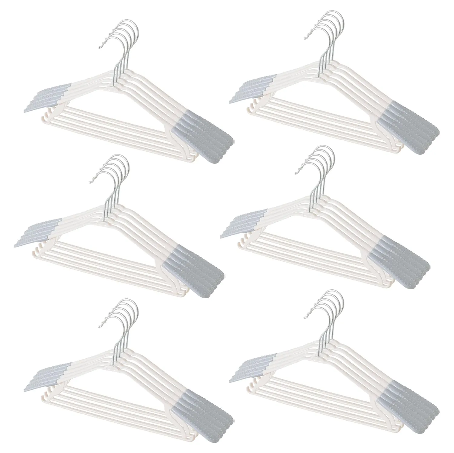 Kuber IndustriesPP Cloth Hanger Set of 30 with Zinc Plated Steel Hook (Grey)