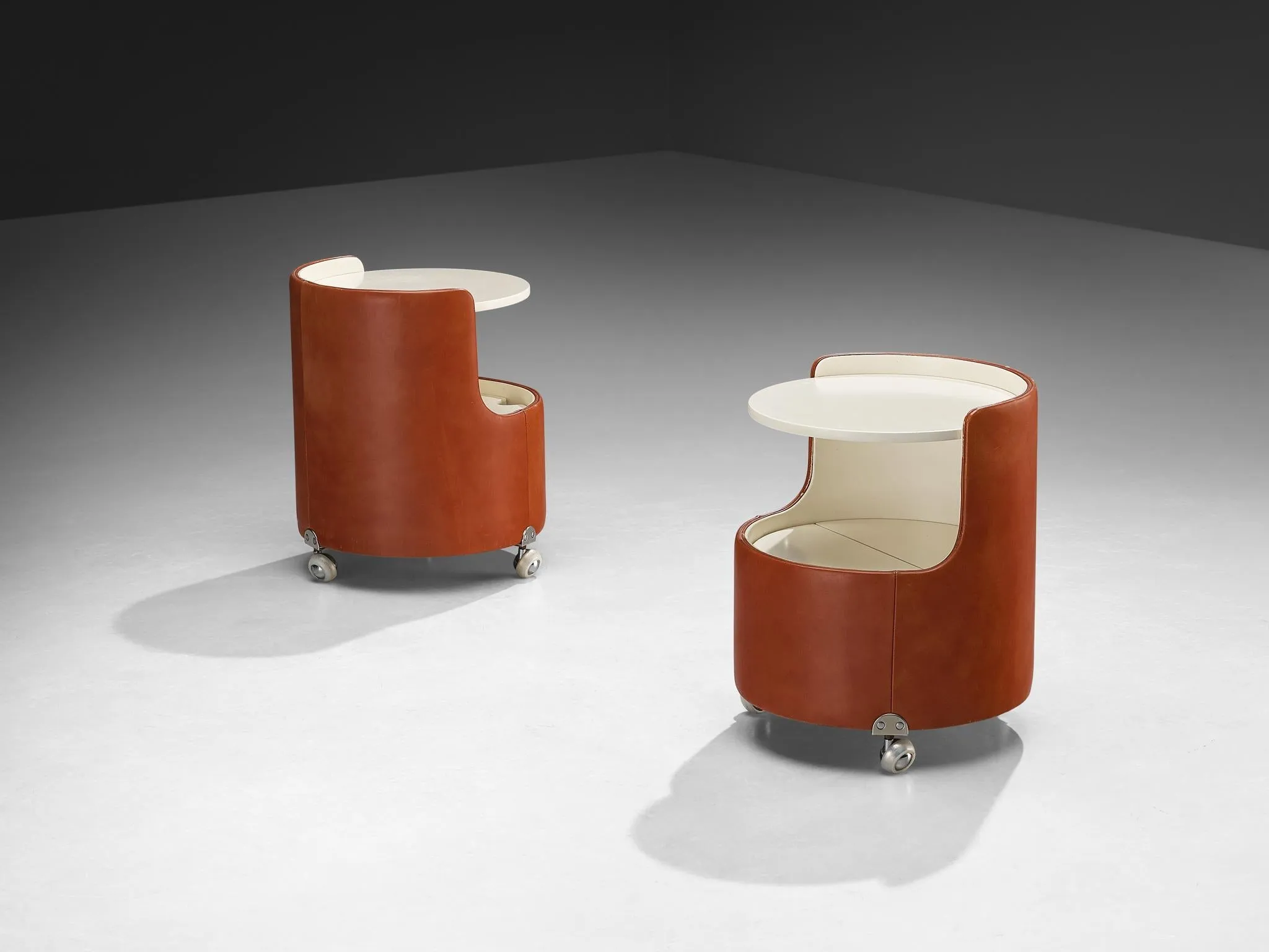 Luigi Massoni for Poltrona Frau Night Stands in Leather and Lacquered Wood