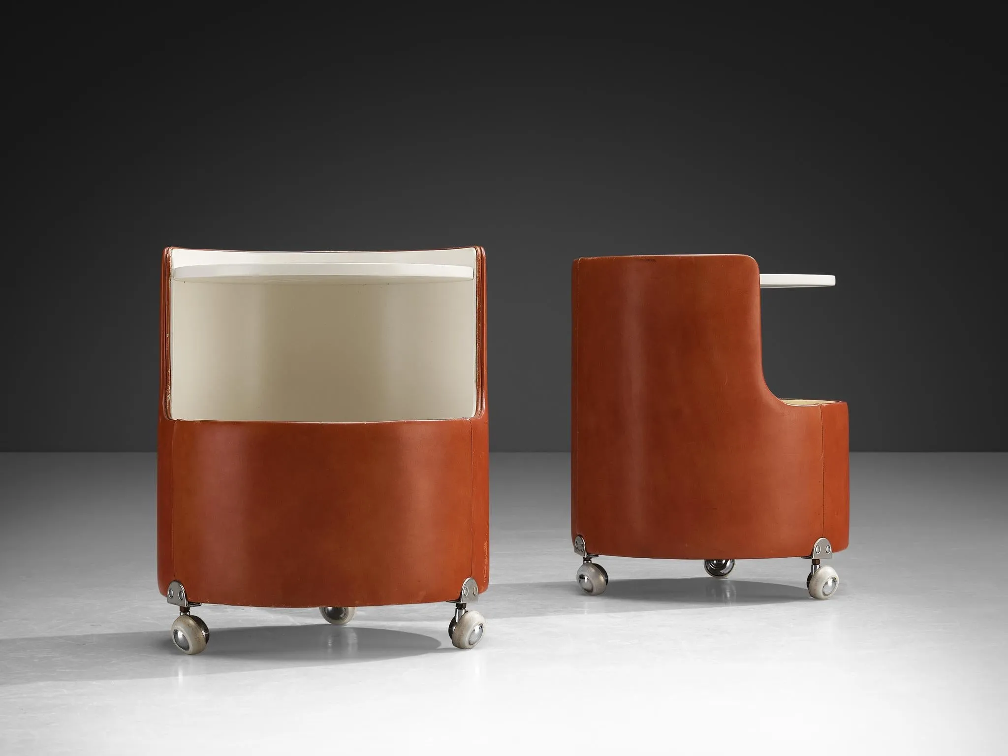 Luigi Massoni for Poltrona Frau Night Stands in Leather and Lacquered Wood