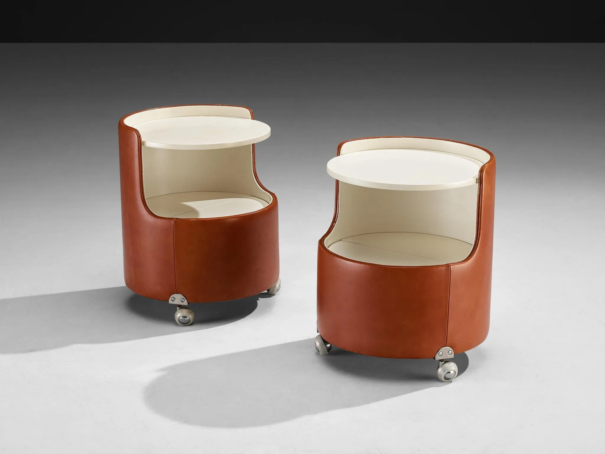 Luigi Massoni for Poltrona Frau Night Stands in Leather and Lacquered Wood