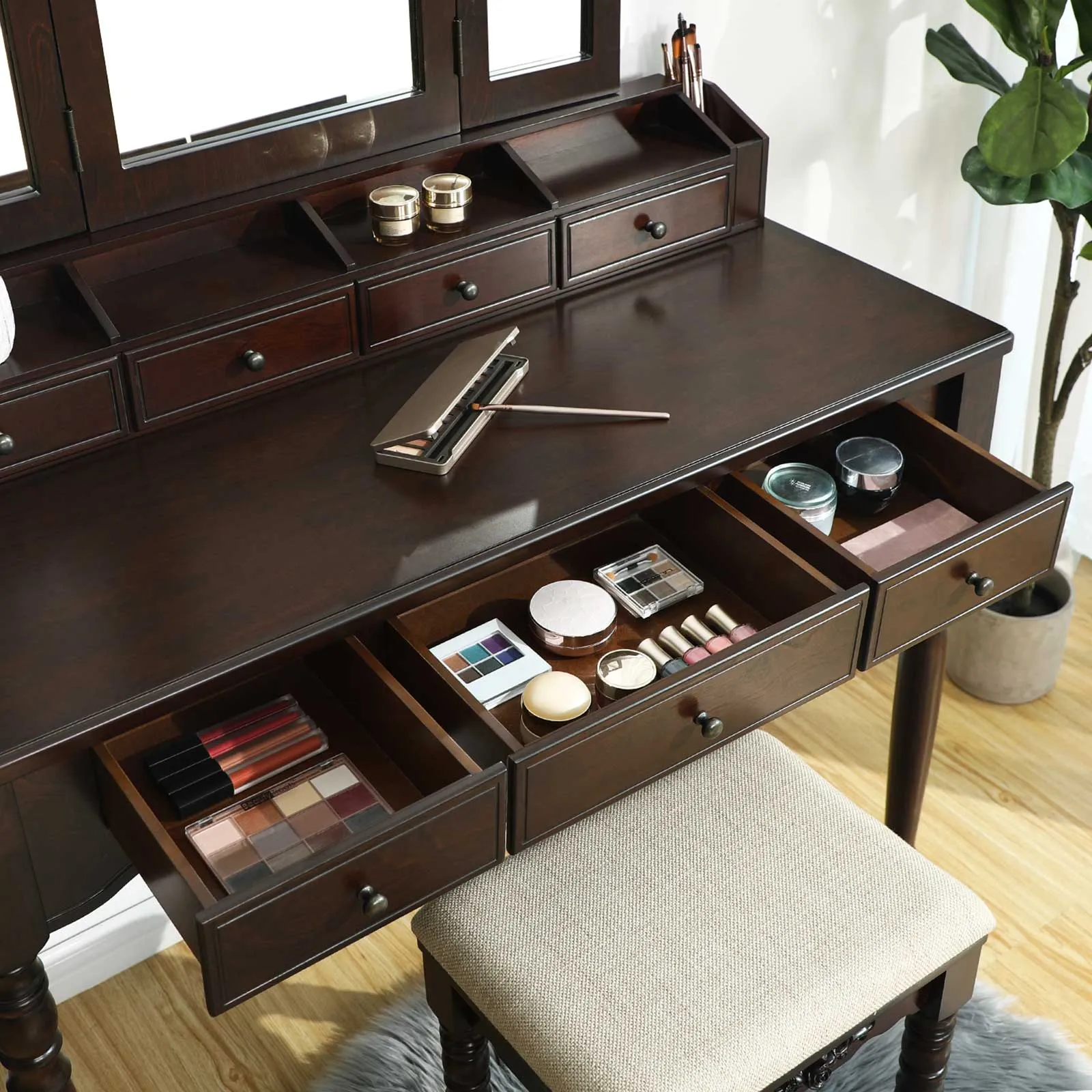 Makeup Table with Stool & Drawers