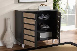 Margaret Two-Tone Oak/Dark Gray 2-Door Shoe Storage Cabinet