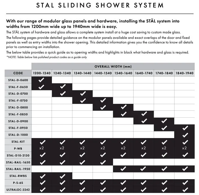 Matt Black 10mm Frameless Sliding Shower Screen, Highest Quality, Up to 1940mm wide - Channel Fit