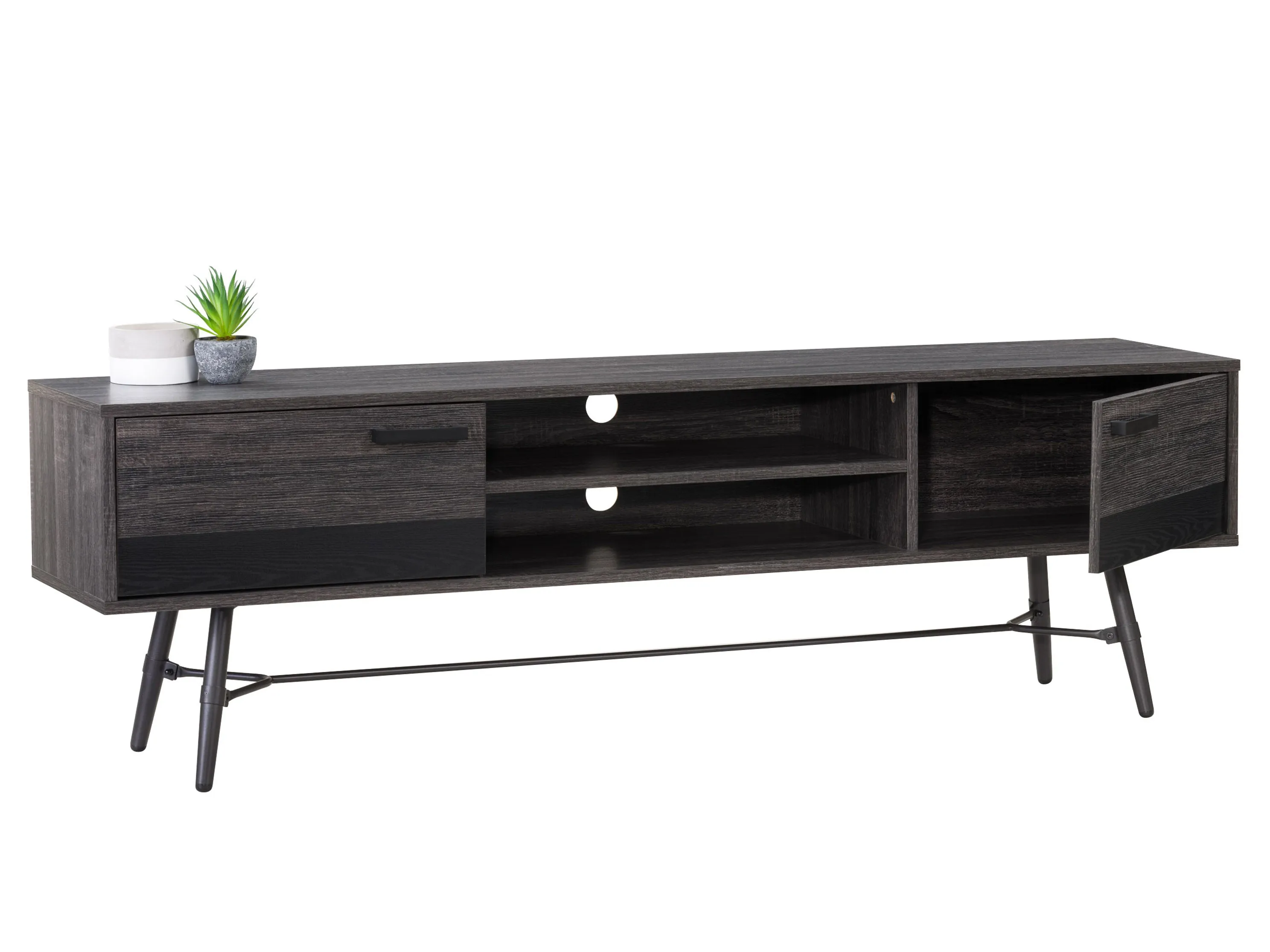 Mid Century Modern TV Stand, TVs up to 85" - Dark Grey