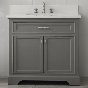 Milano 36" Single Sink Vanity with White Quartz Top