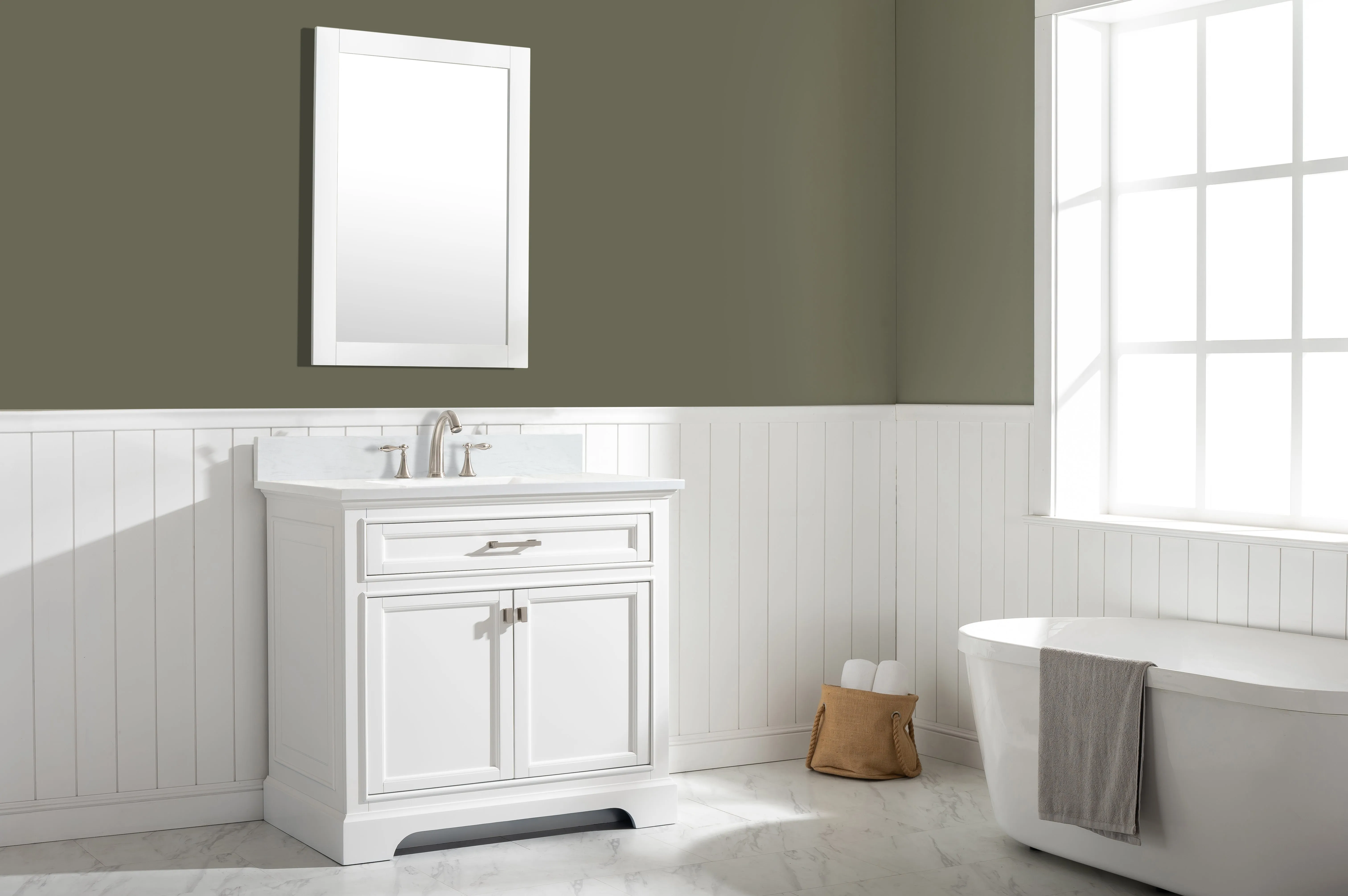 Milano 36" Single Sink Vanity with White Quartz Top