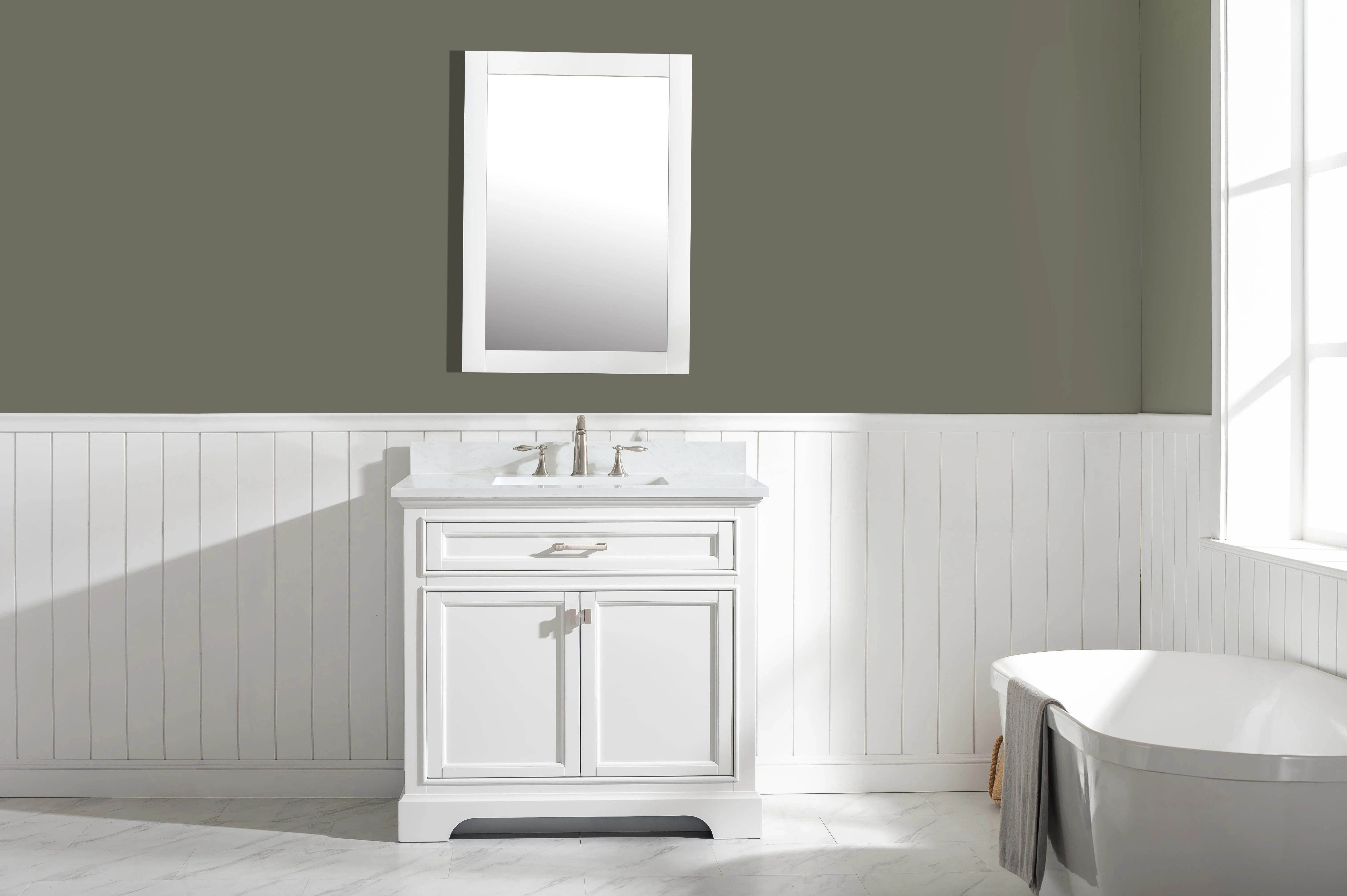 Milano 36" Single Sink Vanity with White Quartz Top