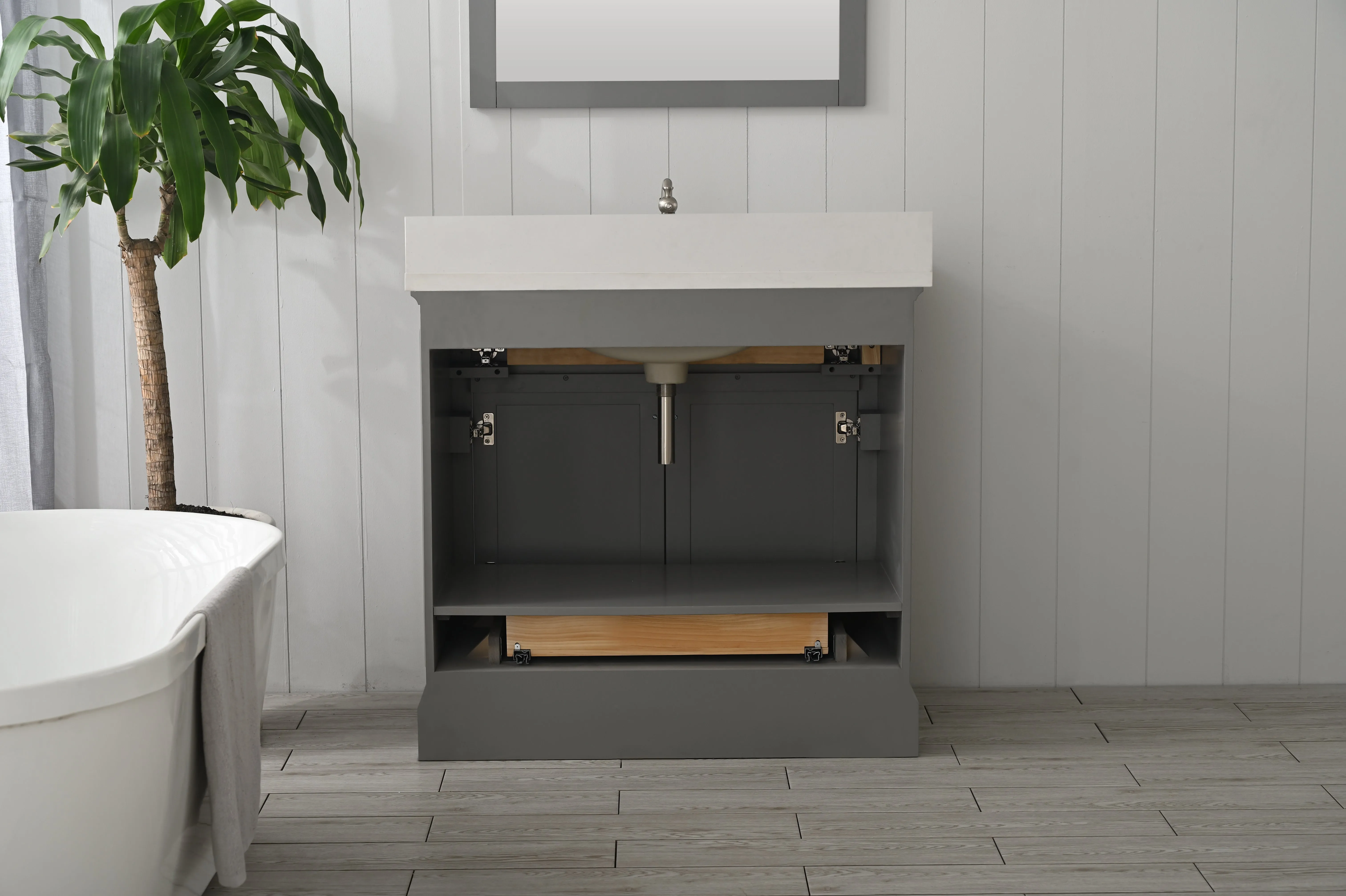 Milano 36" Single Sink Vanity with White Quartz Top