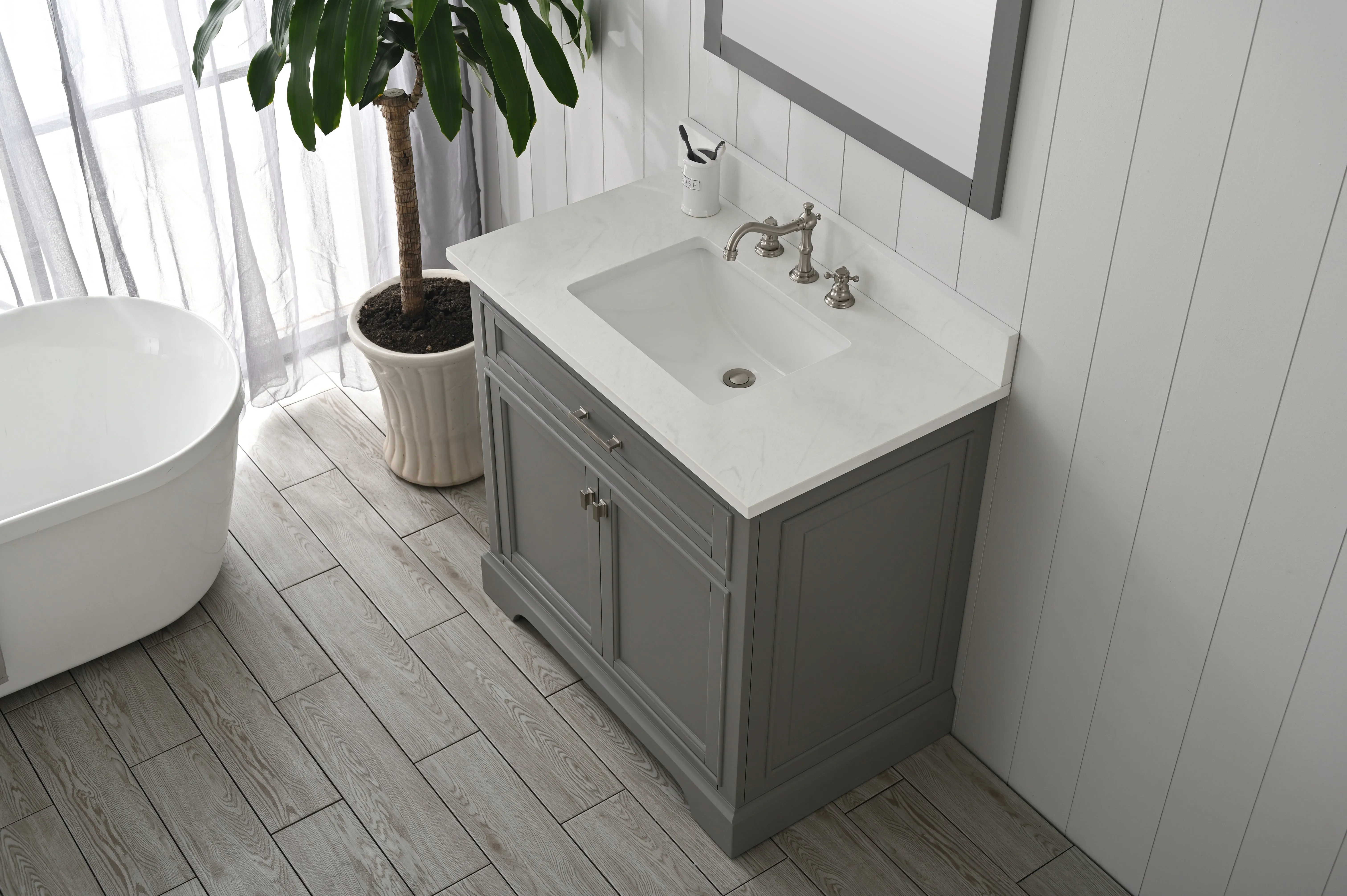 Milano 36" Single Sink Vanity with White Quartz Top