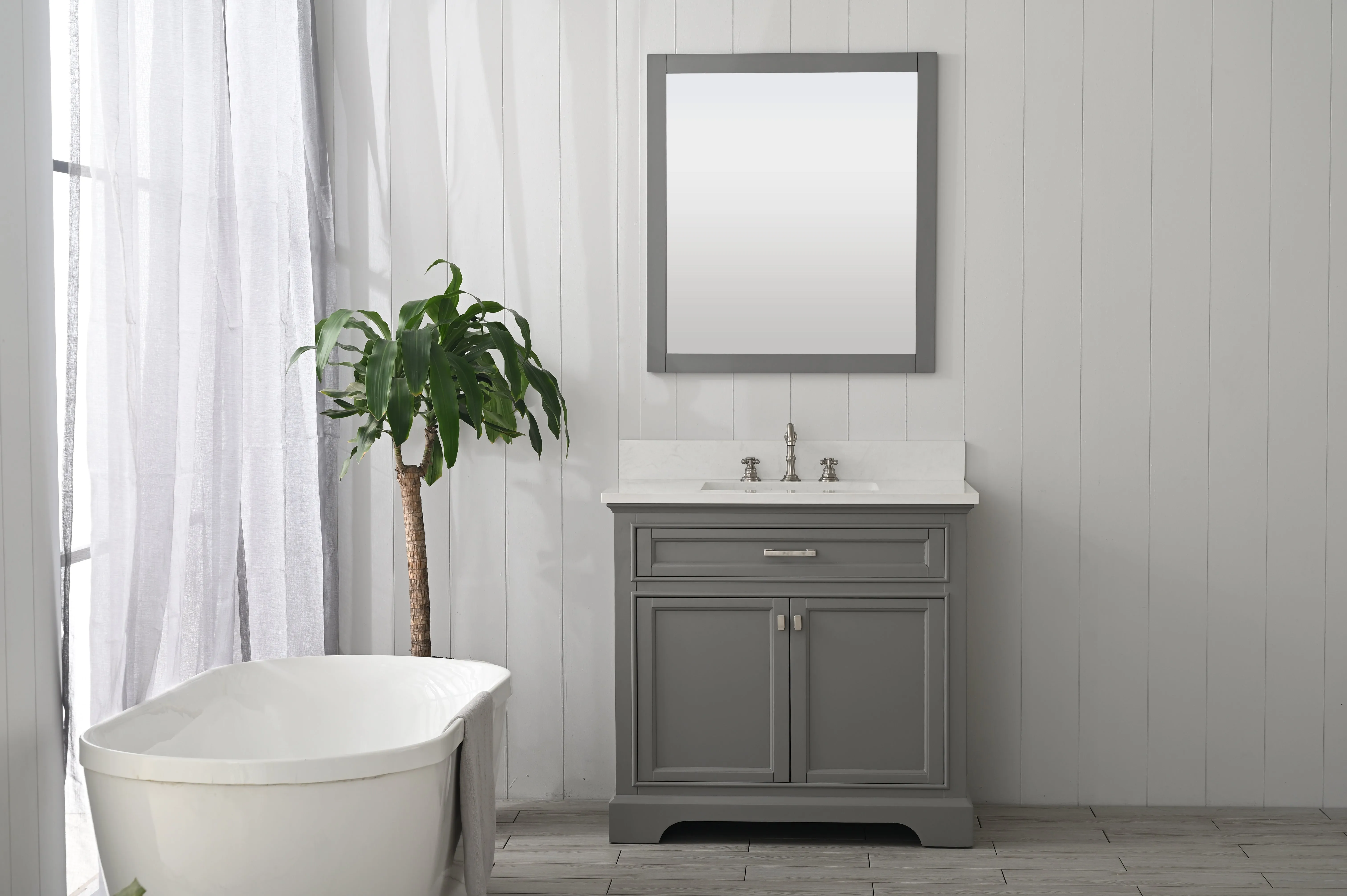 Milano 36" Single Sink Vanity with White Quartz Top