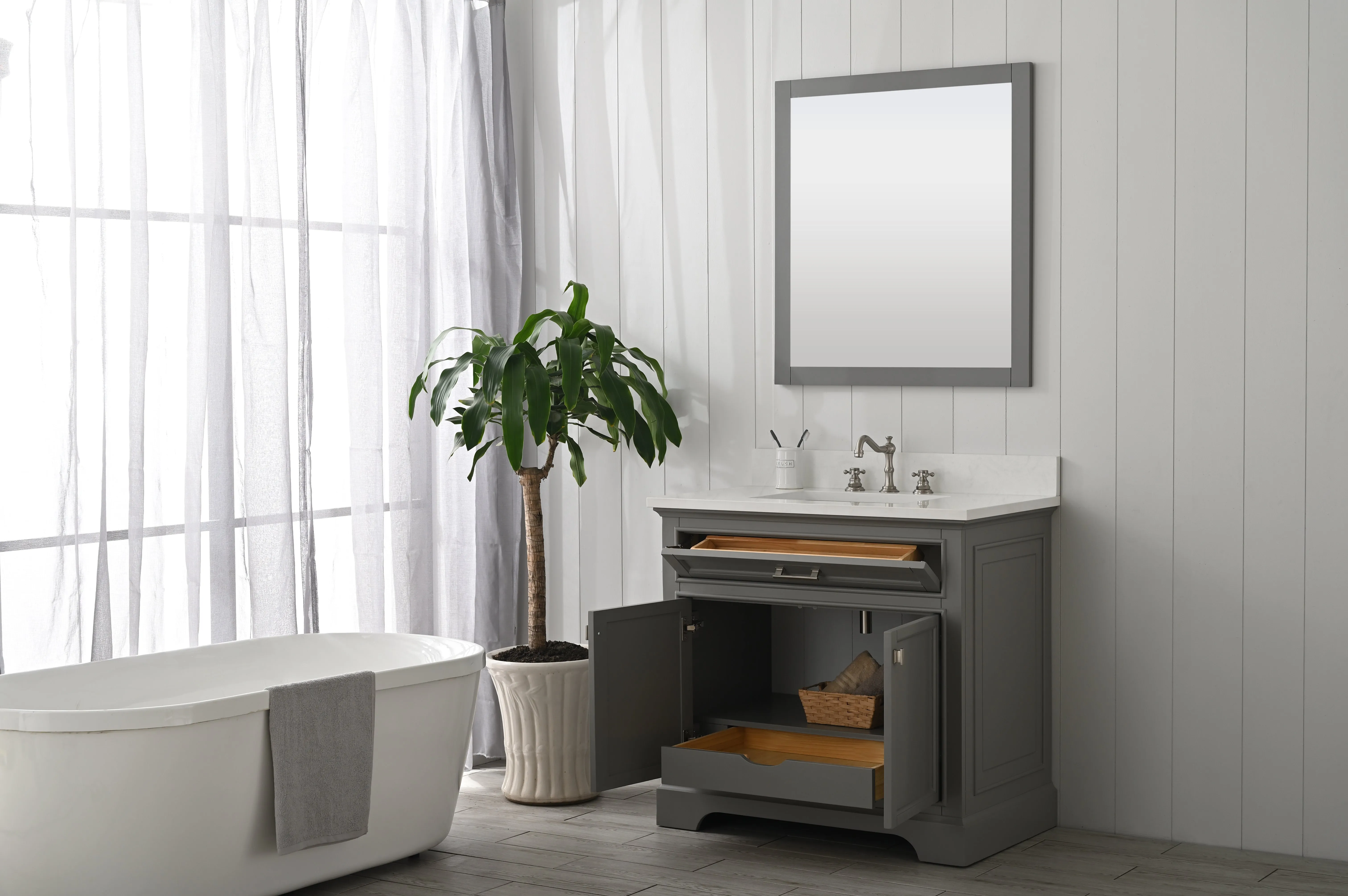 Milano 36" Single Sink Vanity with White Quartz Top