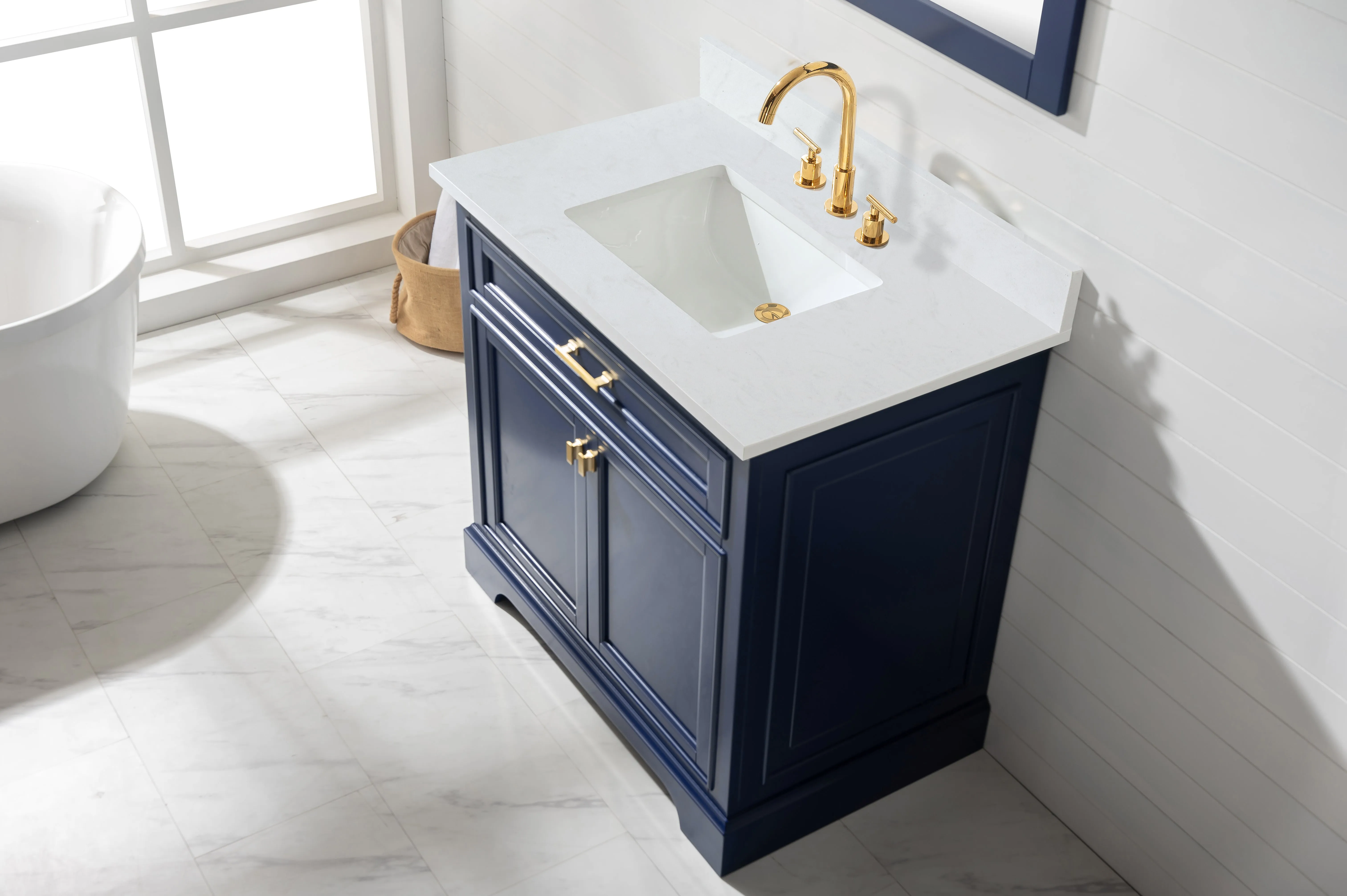 Milano 36" Single Sink Vanity with White Quartz Top