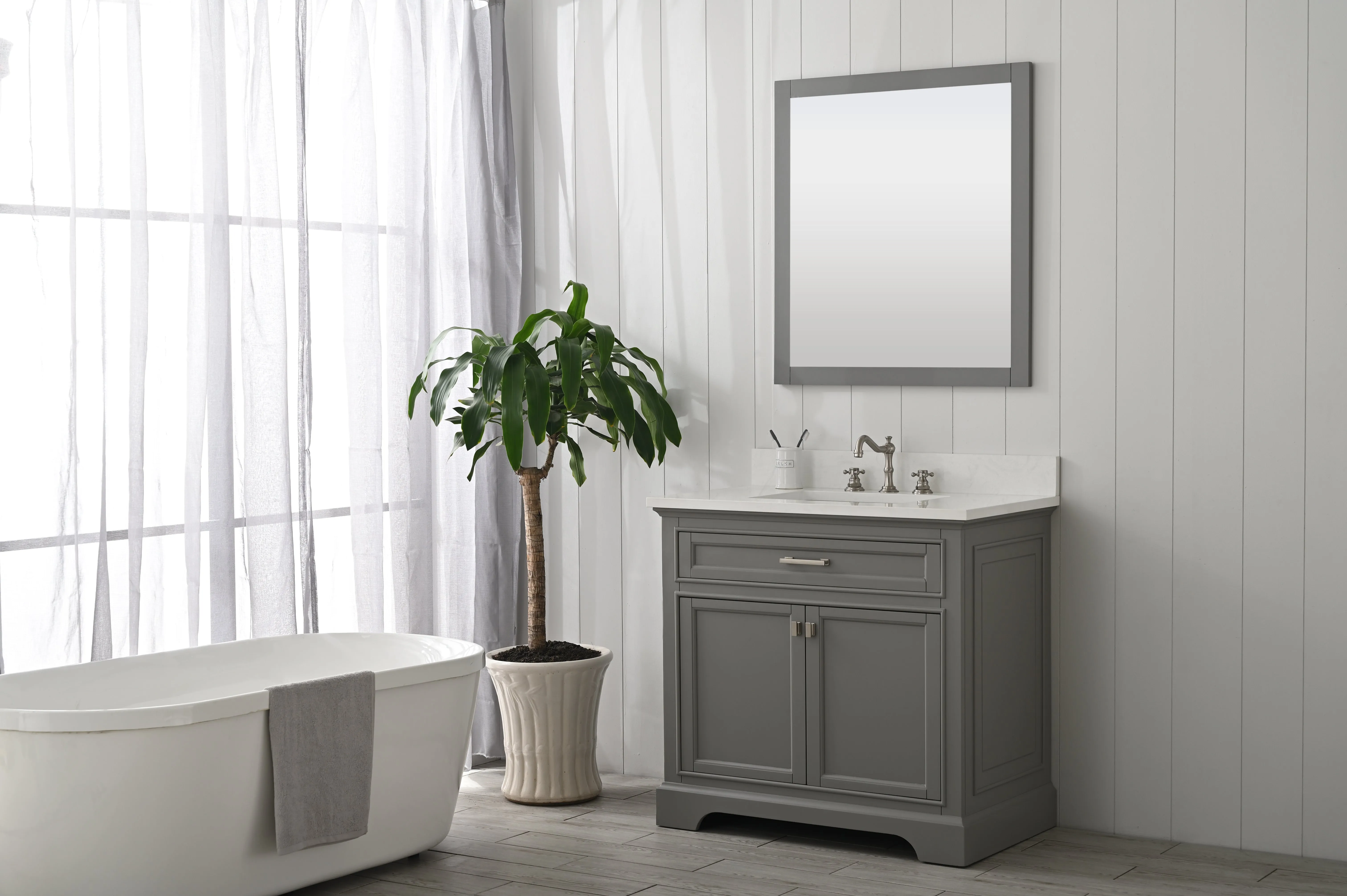 Milano 36" Single Sink Vanity with White Quartz Top