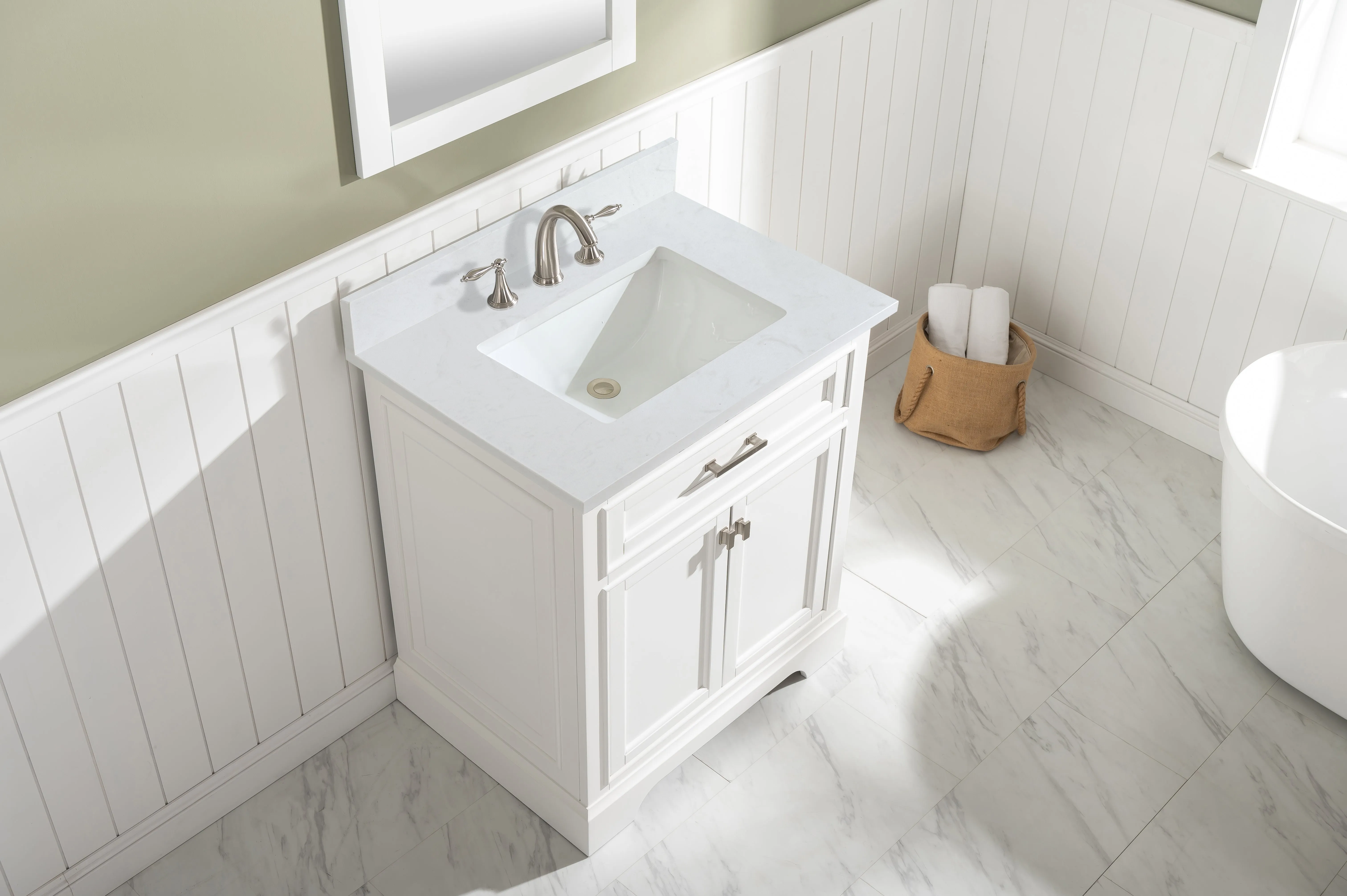 Milano 36" Single Sink Vanity with White Quartz Top