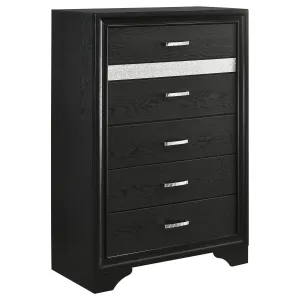 Miranda 5-drawer Chest Black and Rhinestone