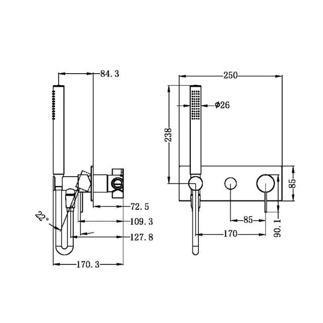 Nero Mecca Shower Mixer Diverter System Brushed Nickel