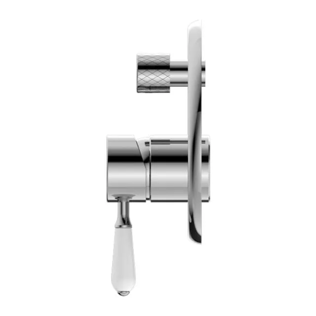 Nero York Shower Mixer With Diverter With White Porcelain Lever Chrome