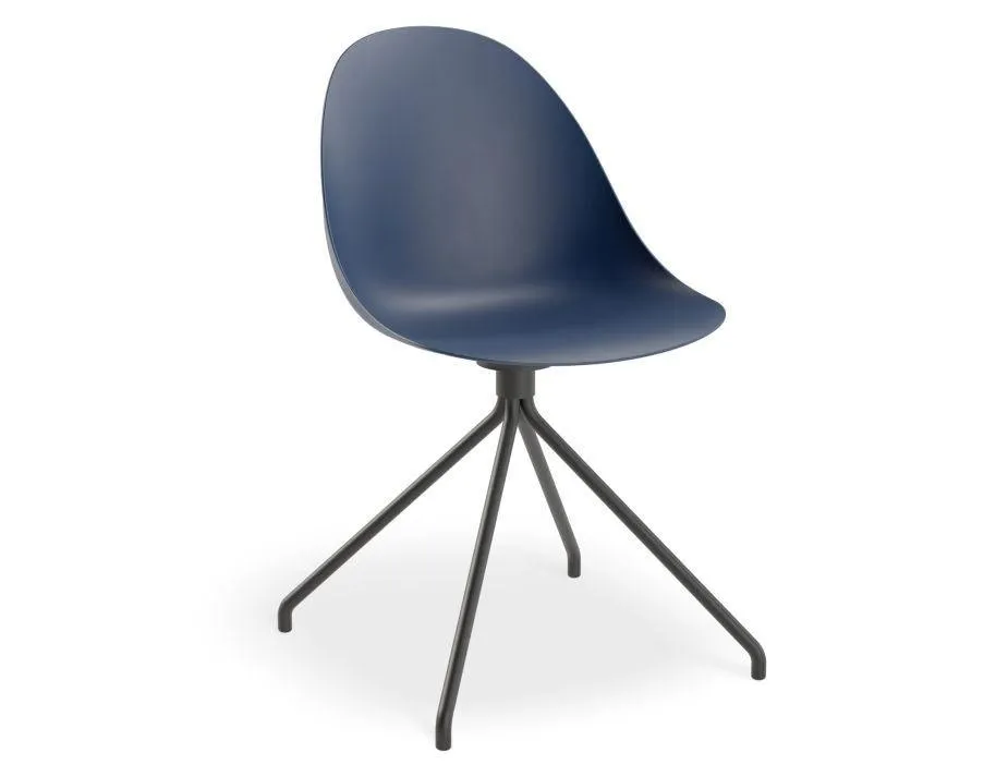 Pebble Chair Navy Blue with Shell Seat - Natural Beechwood Base