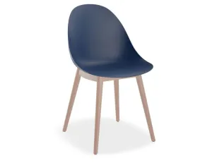 Pebble Chair Navy Blue with Shell Seat - Natural Beechwood Base