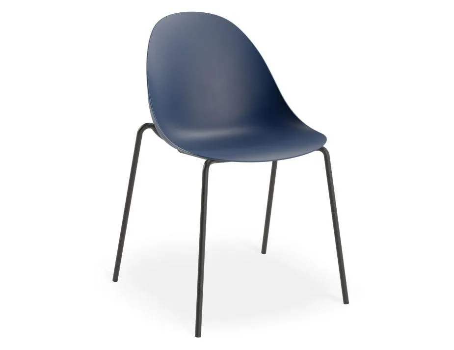 Pebble Chair Navy Blue with Shell Seat - Natural Beechwood Base