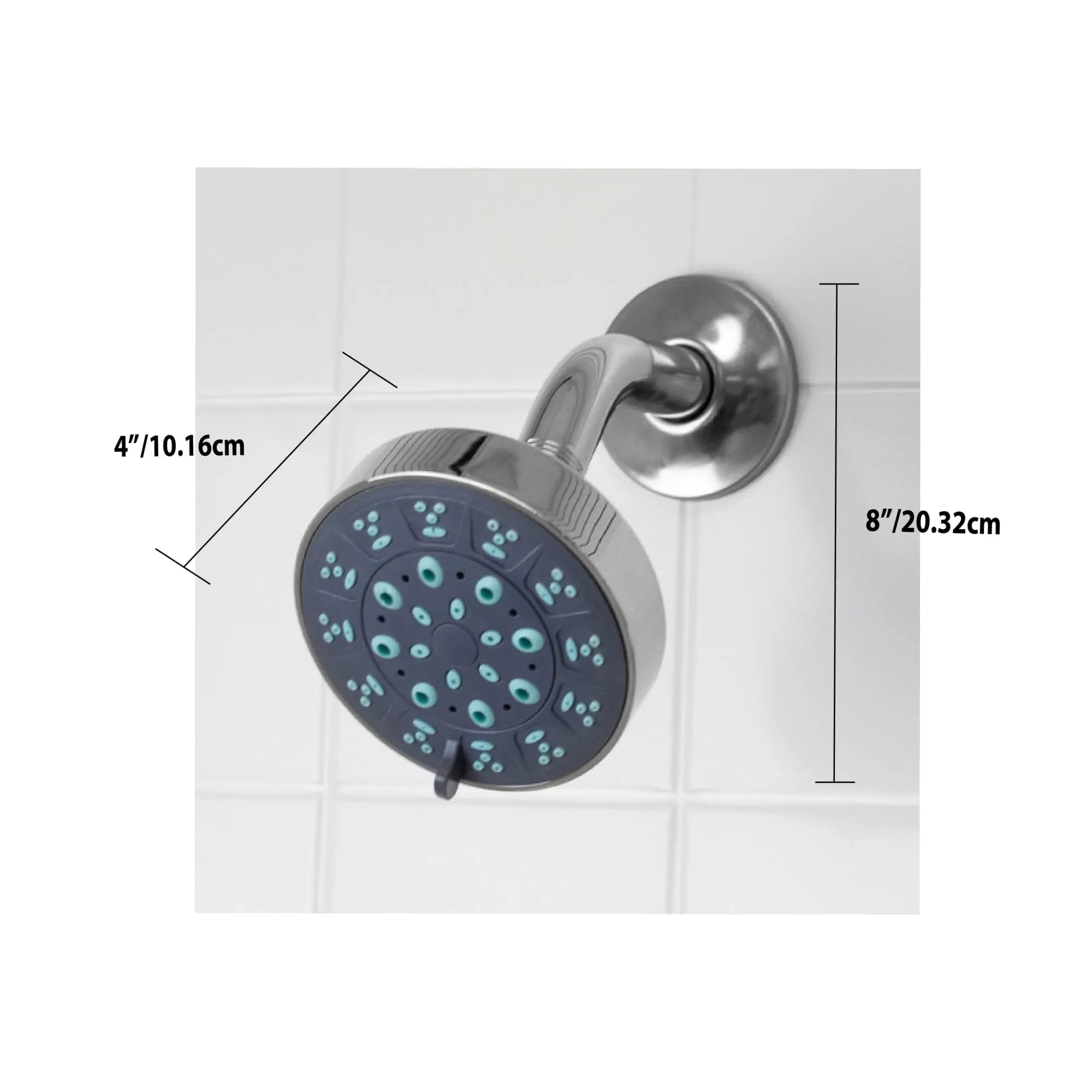 Pure Paradise 3.75 in. Fixed Shower Head 5 Function Shower Massager, Chrome