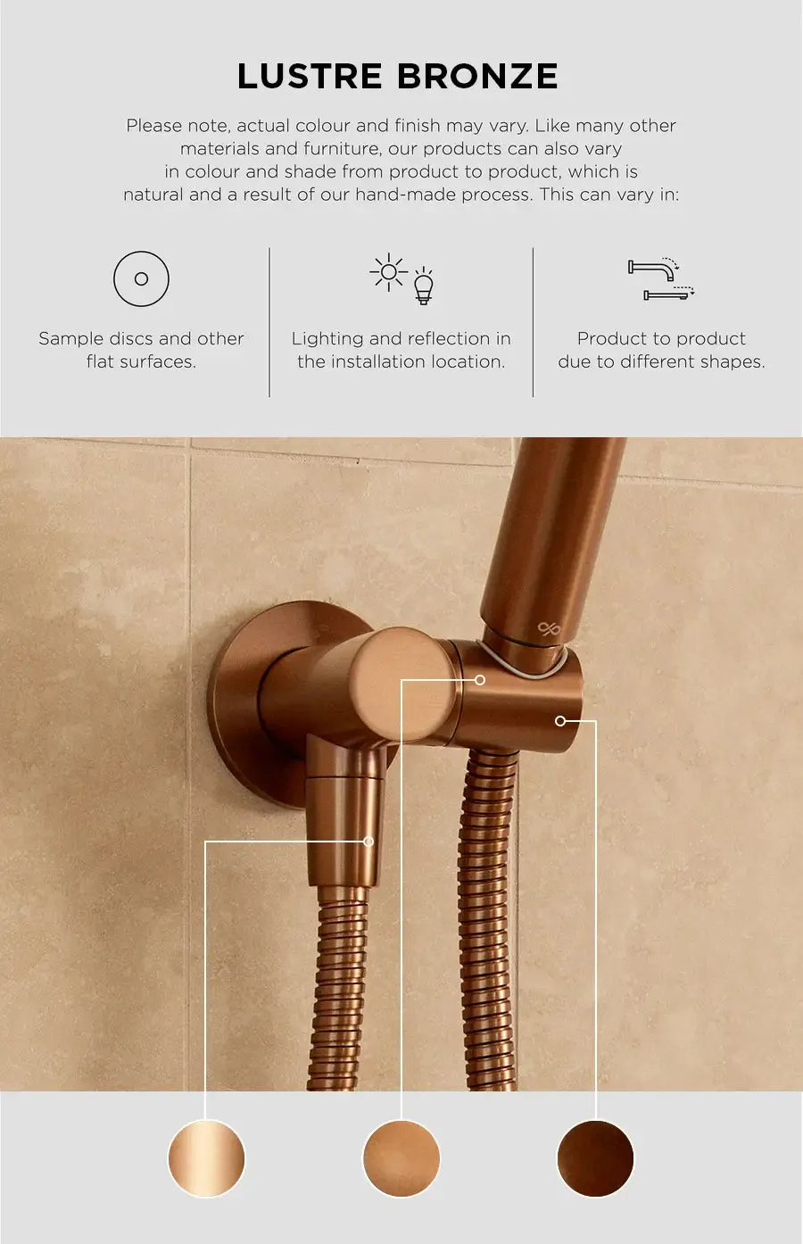 Round Hand Shower on Swivel Bracket - Lustre Bronze