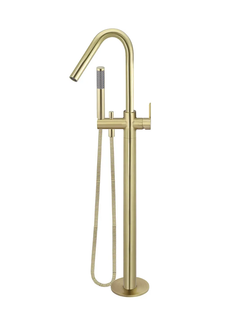 Round Paddle Freestanding Bath Spout and Hand Shower - PVD Tiger Bronze