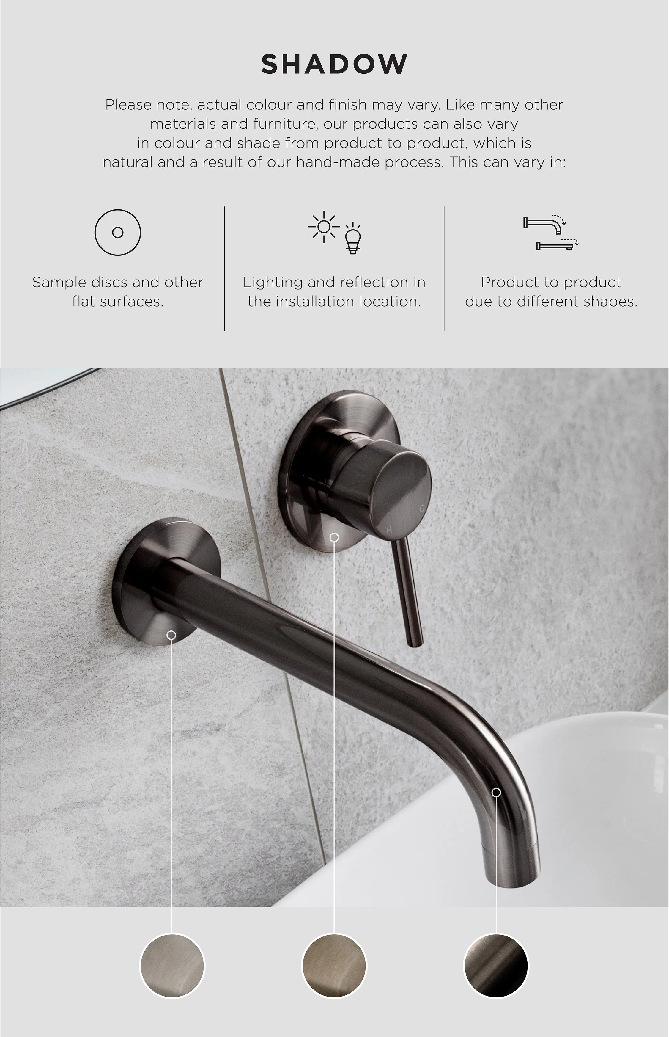 Round Three Function Hand Shower on Fixed Bracket - Shadow Gunmetal