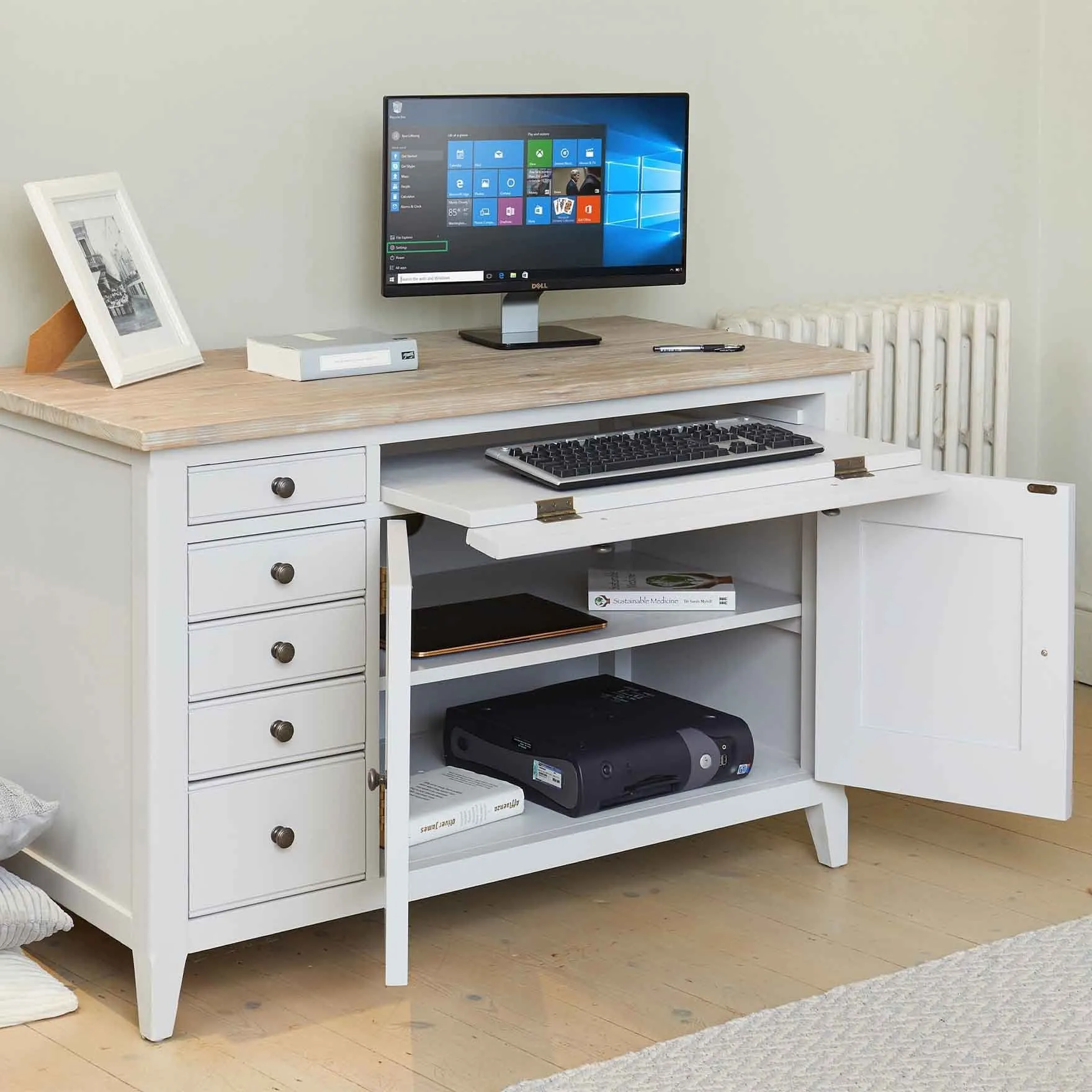 Signature Grey Hidden Home Office Desk