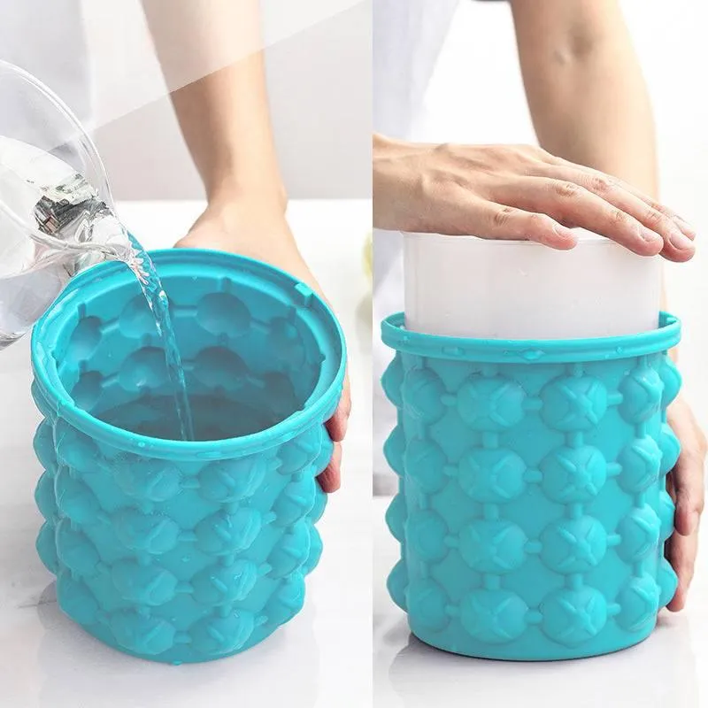 Silicone Ice Bucket, Space Saving Ice Cube Maker