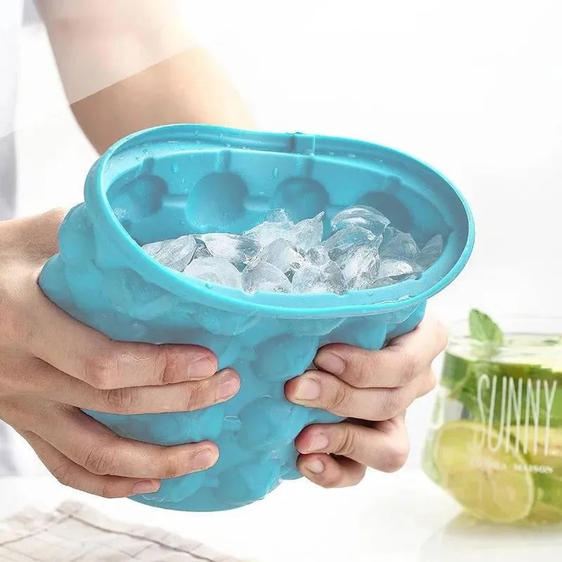 Silicone Ice Bucket, Space Saving Ice Cube Maker