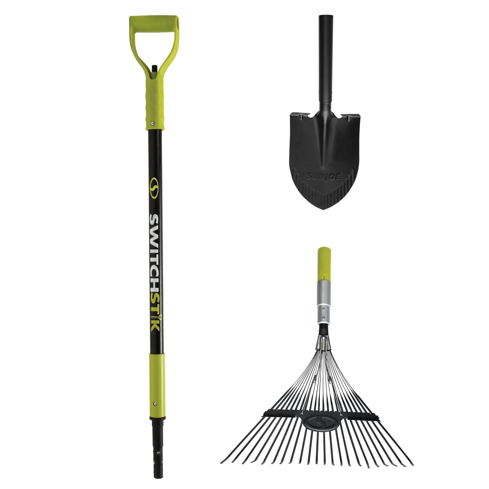 Sun Joe SJ-HS099-SJG SwitchStik 2-in-1 Tool System | Shovel | Leaf Rake