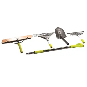 Sun Joe SJ-HS101 SwitchStik 4-in-1 Tool System | Shovel | Broom | Leaf/Garden Rake