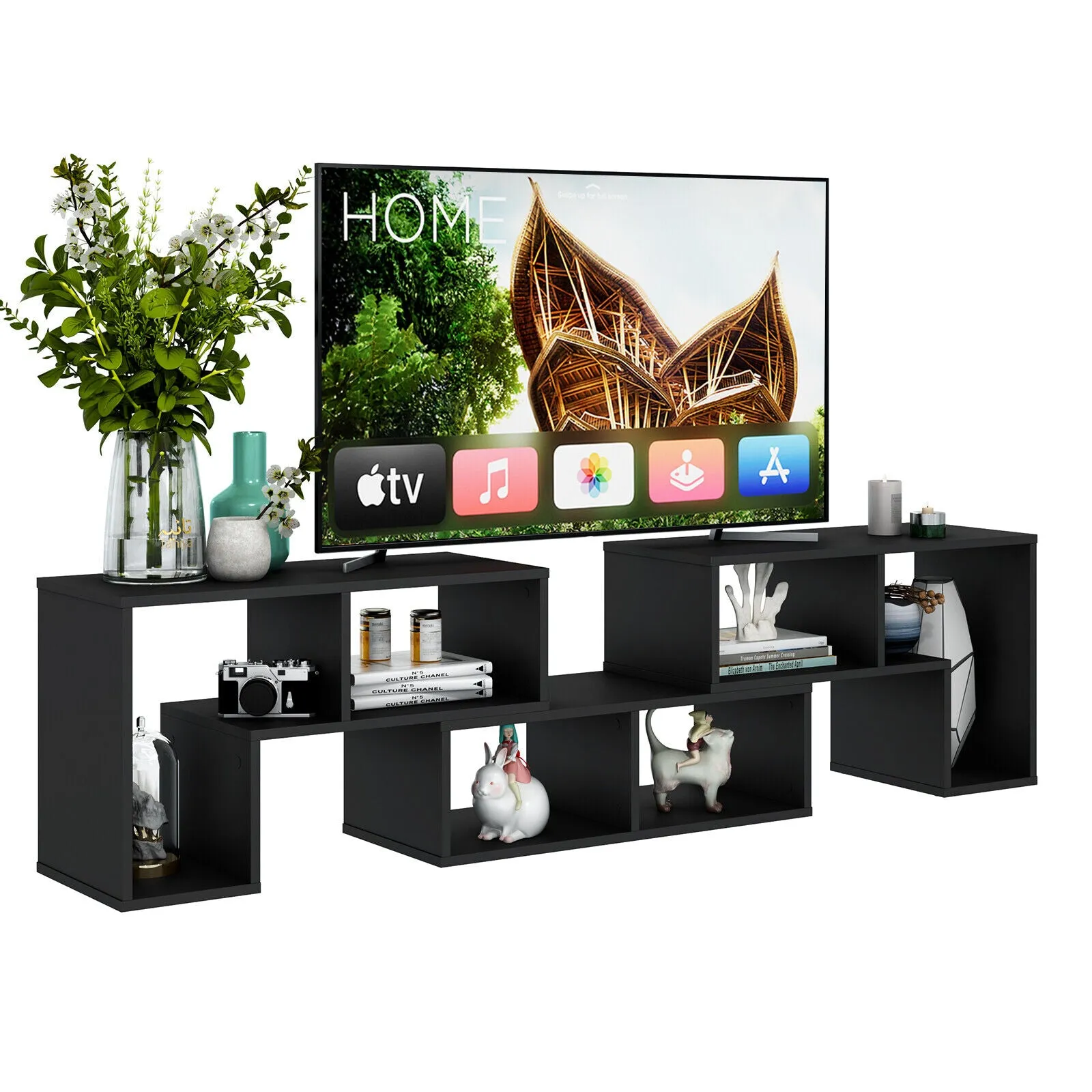 Tangkula 3 Pieces Console TV Stand, Free-Combination Entertainment Center for 50 55 60 65 Inch TV