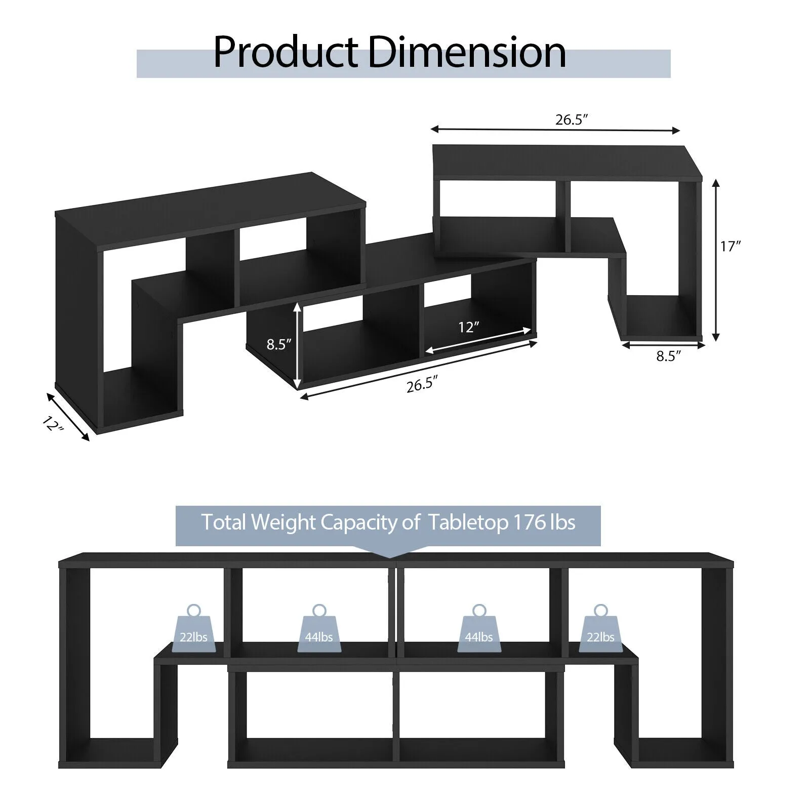 Tangkula 3 Pieces Console TV Stand, Free-Combination Entertainment Center for 50 55 60 65 Inch TV