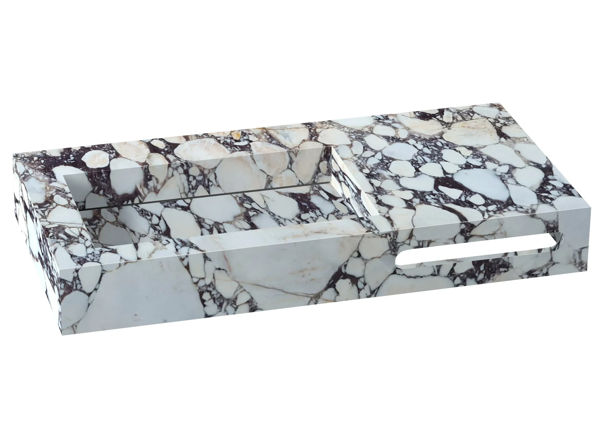 TCSC | Calacatta Viola Marble Wall-mount Bathroom Sink Hidden Drain and Towel Holder