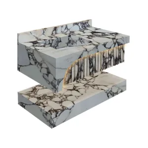 TCSC | Calacatta Viola Marble Wall-mount Bathroom Sink Hidden Drain Set of 2