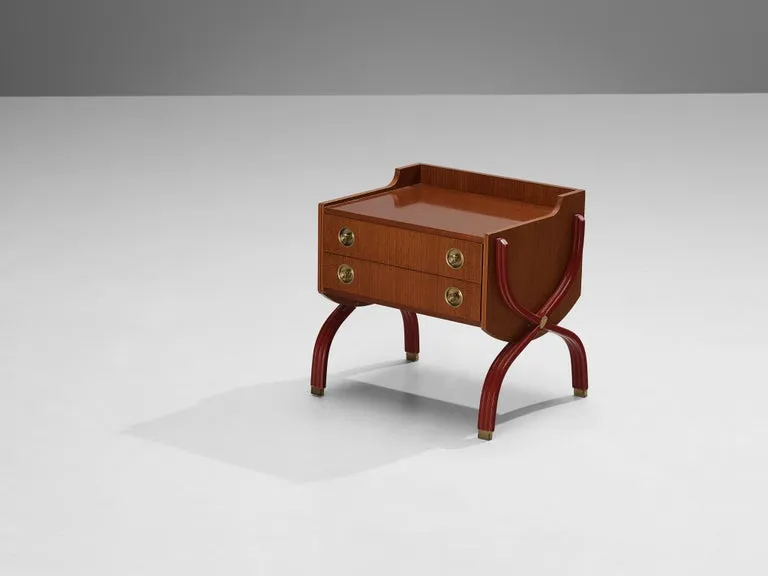 Tosi Arredamenti Pair of Cabinets or Night Stands in Mahogany and Brass